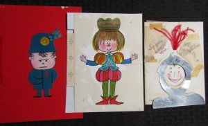 VALENTINES DAY Napoleon Jester & Knight 3pcs 7x9.5 Greeting Card Art #V3753