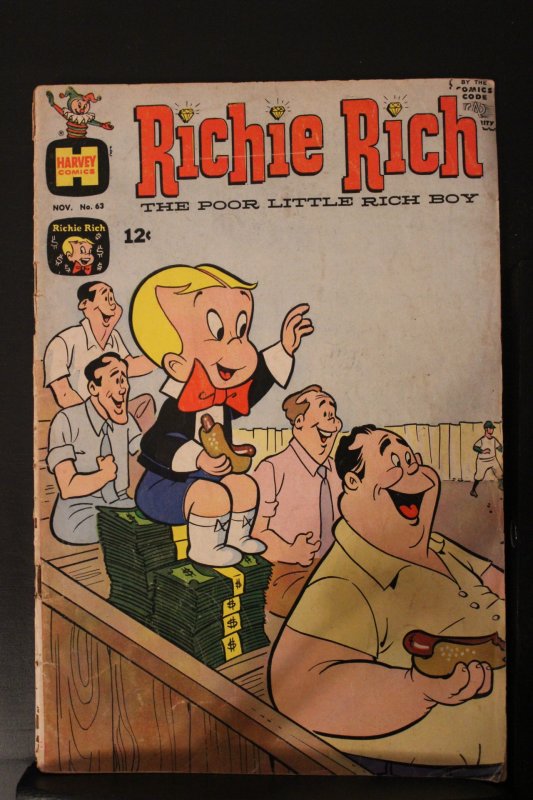 Richie Rich #63 (1967) Mid-Grade FN Hot Dogs in the bleechers at the ball game!