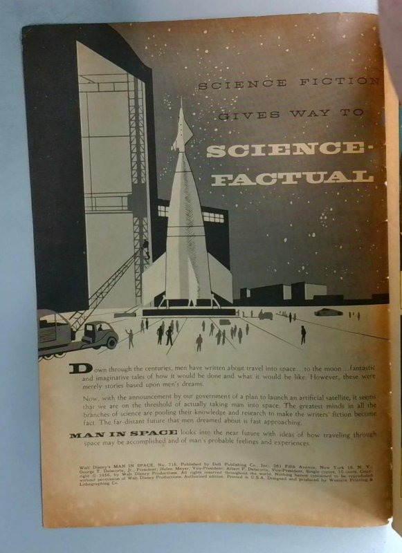 Walt Disney's Man In Space #716 VG DELL, 1956