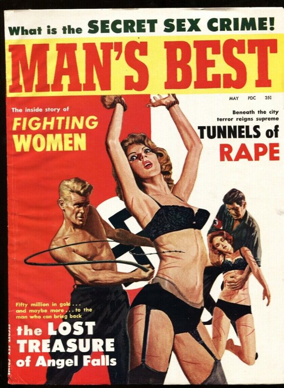 Man's Best  5/1963-NAZI whips bound babe on cover! Pulp mag