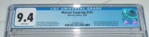 MARVEL TEAM UP #141- CGC 9.4-WP-1ST BLACK COSTUME- BLACK WIDOW APP-GEM MINT CASE