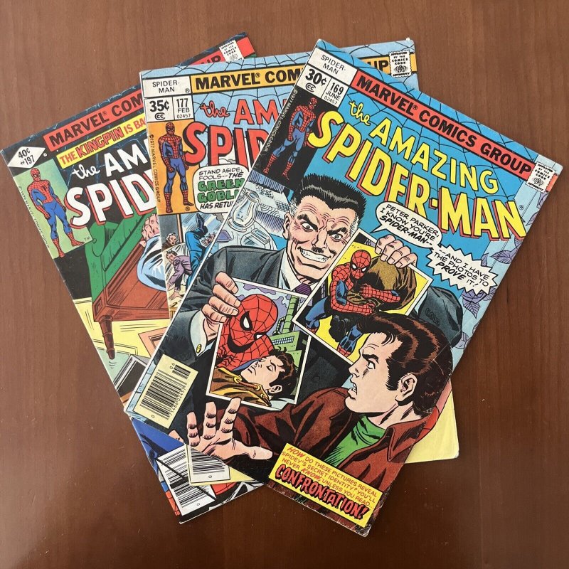 The Amazing Spider-Man Lot Of 3:  #169, 177, 197. Kingpin, Green Goblin.