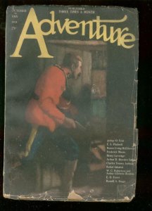 ADVENTURE PULP-OCT 10 1921-RCMP MOUNTIE COVER & STORY-good cond G