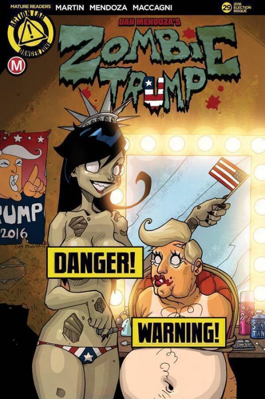 ZOMBIE TRAMP #29 COVER F ELECTION RISQUE MENDOZA VARIANT (MR)