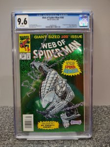 Web of Spider-Man #100 Rare Newsstand! CGC 9.6 1st Spider-Armor Green Holo Foil