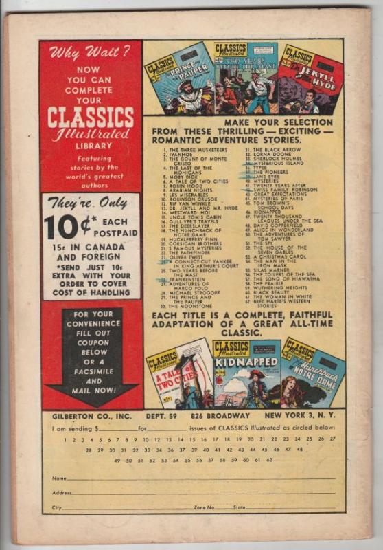 Classics Illustrated #62 (Aug-49) VG/FN+ Mid-Grade 