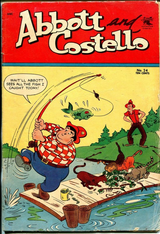 Abbott and Costello #24 1954-St John-Fishing cover-movie funny men-VG   Comic Books - Golden Age, St. Johns Publishing Co., Humor/Satire / HipComic