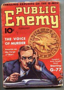 PUBLIC ENEMY #2 1936 Feb Hero Pulp Magazine-Hugh B. Cave