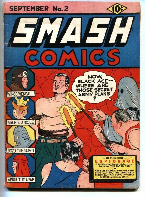 Smash #2 1939-Quality-Wild Torture-Hooded Menace-cover-GOLDEN-AGE-Rare