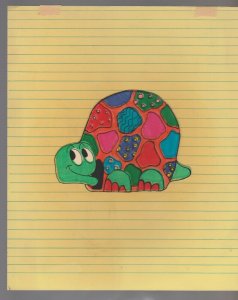 THANK YOU NOTE Colorful Cartoon Turtle 8x10 Greeting Card Art #17527