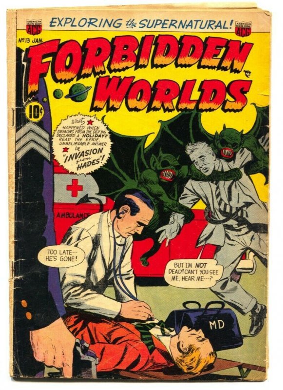 Forbidden Worlds #13 1953-Wild demon attack cover-Pre-code horror 