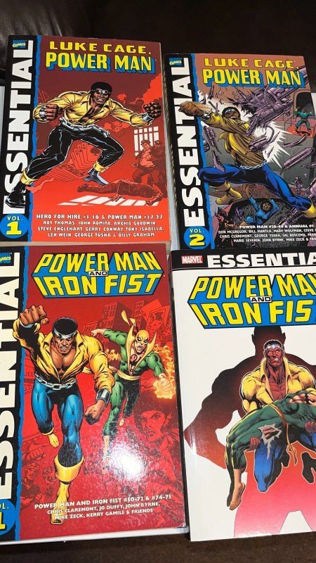 Marvel Essential Luke Cage Power Man Iron Fist Lot of 4 Vol 1 2 TPBs, Reps 1-100