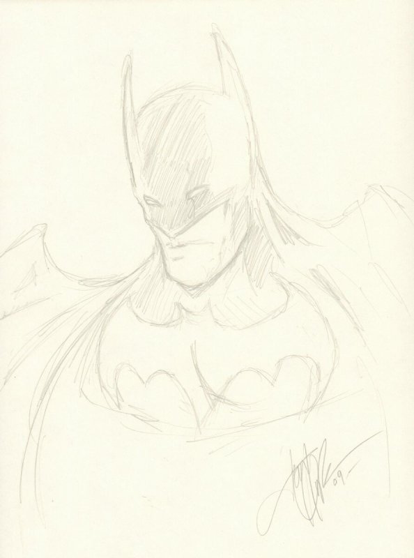 Batman Pencil Art Drawing - 2009 Signed art by Jon Hughes