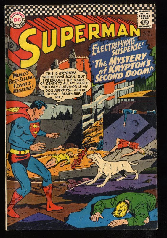 Superman #189 VG+ 4.5