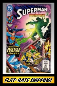 Superman #74 (1992) DOOMSDAY!!! JLA Appearance! / ECA1a
