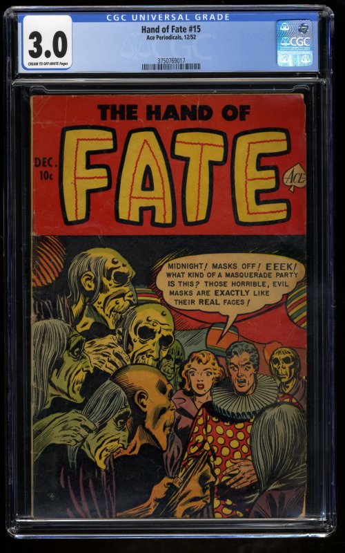 Hand Of Fate #15 CGC GD/VG 3.0 Cream To Off White Pre-Code Horror!