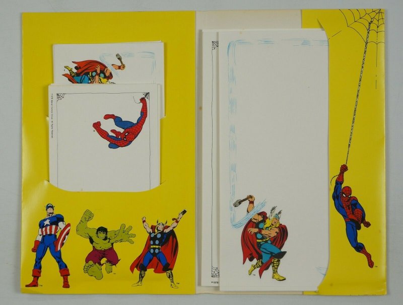 Superhero Notes: Spider-Man and Thor 1978 Stationary Set - envelopes & notes 