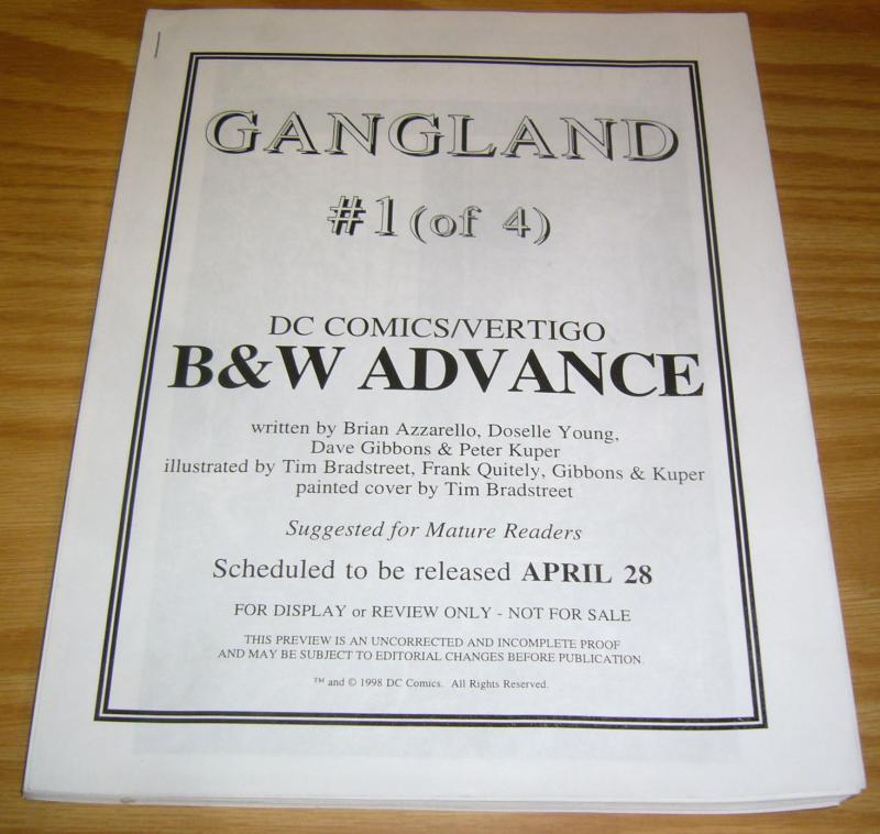 Gangland #1 VF/NM rare b&w advance - tim bradstreet - dave gibbons - quitely 