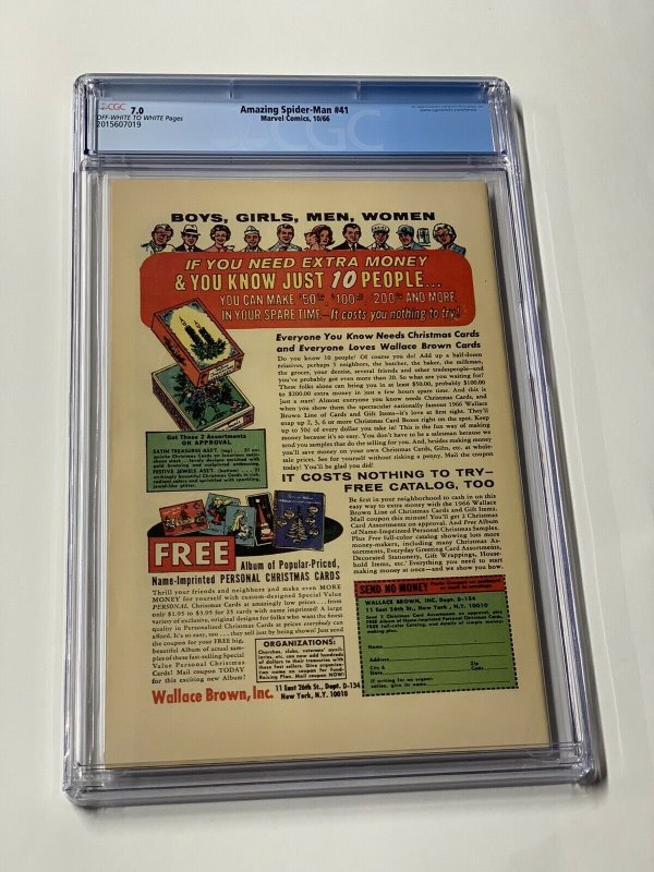 Amazing Spider-man 41 Cgc 7.0 Ow/w Pages Marvel 1966 1st Rhino