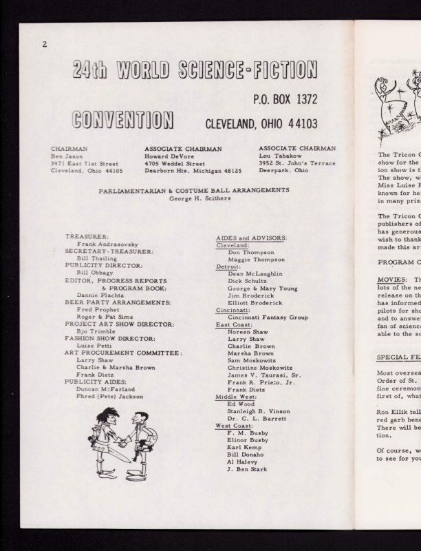 1966 TriCon 24th Wolrd Sci-Fi Convention Progress Report #2 - HTF (8.0)