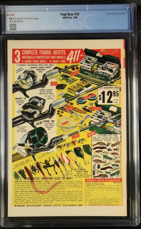 Yogi Bear #33  1968 - Gold Key -CGC 9.8 - Comic Book-4514815019