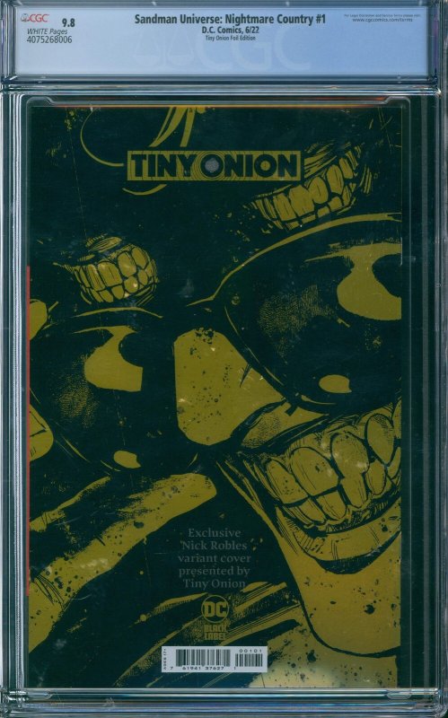 Sandman Universe: Nightmare Country #1 Tiny Onion Foil Edition CGC 9.8