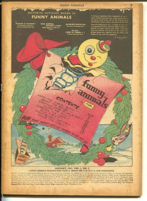 Funny Animals #2 1943-2nd Captain Marvel Bunny-WWII era humor-Christmas-Santa-P