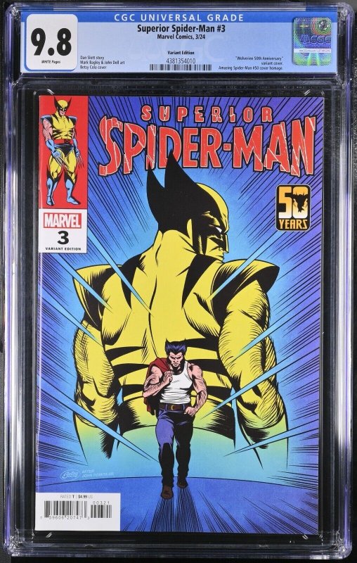 Superior Spider-Man 3 CGC 9.8 Wolverine Amazing Spider-Man 50 Homage Marvel 2024