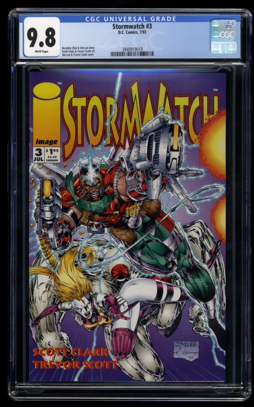 Stormwatch #3 CGC NM/M 9.8 White Pages Jim Lee and Trevor Scott cover! 1993!