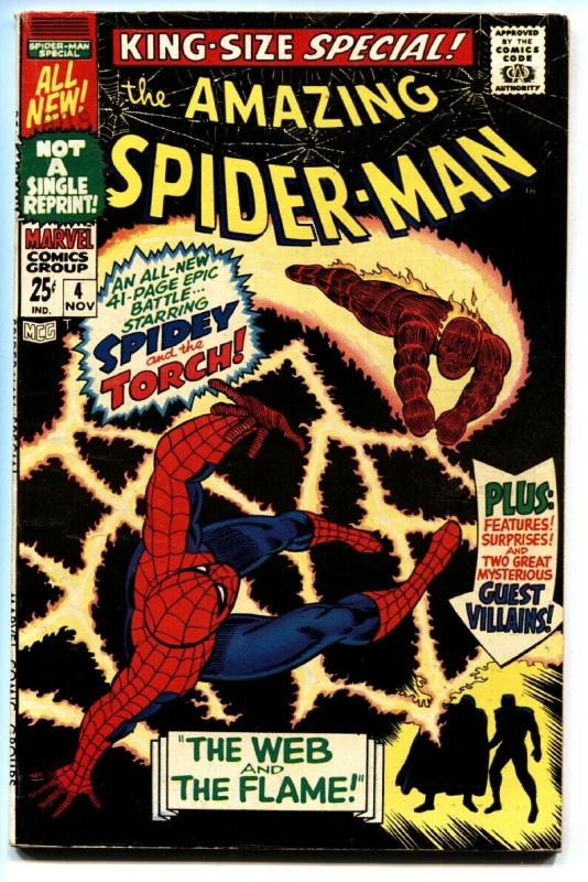 AMAZING SPIDER-MAN ANNUAL #4 comic book-Marvel 1967-HUMAN TORCH