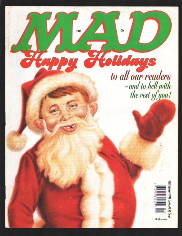 Mad Magazine #365 1/1998-Alfred E. Neuman Santa Claus cover-Christmas Carols ...