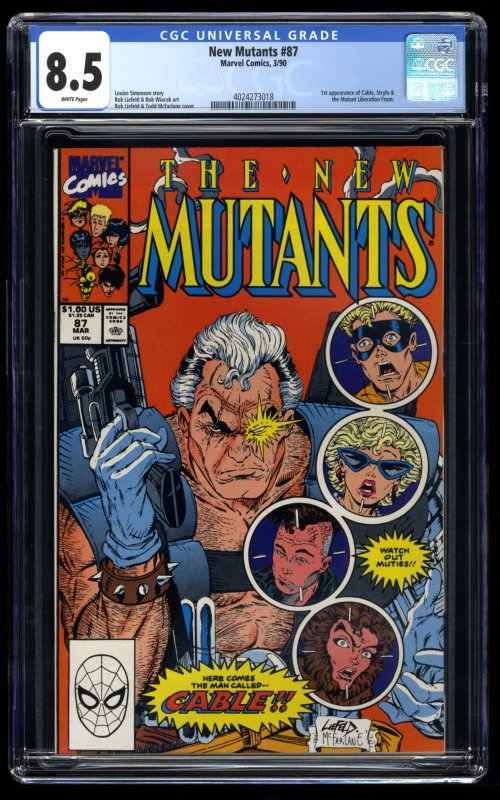 New Mutants #87 CGC VF+ 8.5 White Pages 1st Cable!