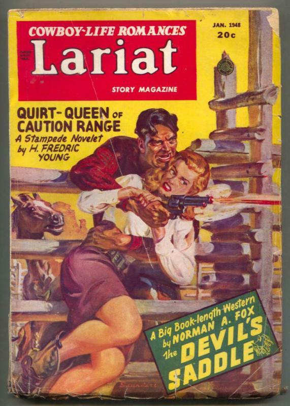 Lariat January 1948- Devil's Saddle- Western Pulp VG