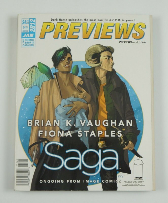 Previews #280 January 2012 Saga #1 cover & preview Vaughan/Staples - Adam Hughes 