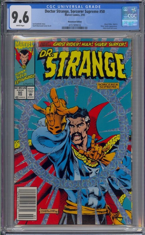 DOCTOR STRANGE SORCERER SUPREME #50 CGC 9.6 GHOST RIDER HULK NEWSSTAND 9016