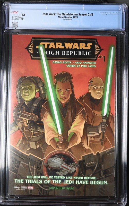 Star Wars The Mandalorian Season 2 #5 CGC 9.8 Ashoka Concept Art VC Marvel 2023