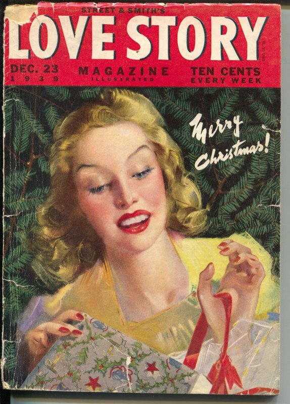 Love Story 12/23/1939-Christmas cover-Ruth Lyons-Donald Byrne Hobart-VG-