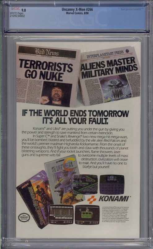 UNCANNY X-MEN #266 CGC 9.8 1ST GAMBIT WHITE PAGES  