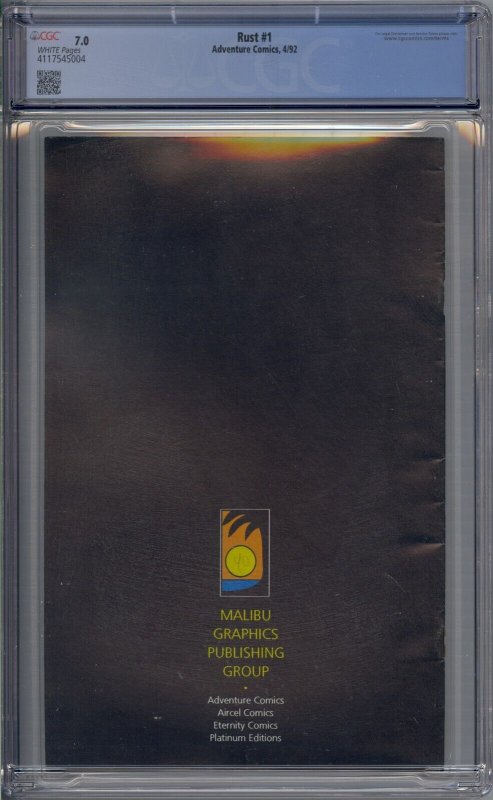 RUST #1 CGC 7.0 FULL PAGE SPAWN AD BY TODD MCFARLANE WHITE PAGES