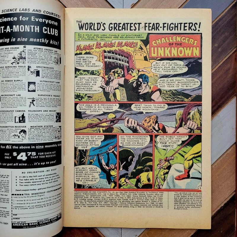 Challengers Of The Unknown #61 FN- (DC 1968) 12-cent fr ROBOT HOUNDS Bob Brown