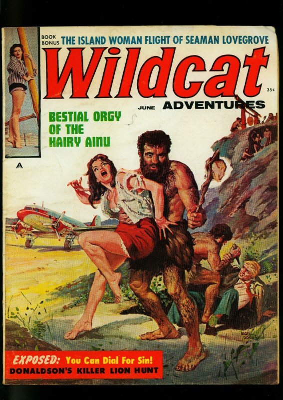 Wildcat Adventures Pulp Magazine June 1960- Basil Gogos Caveman - Cheesecake- VG