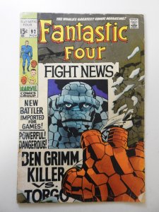 Fantastic Four #92 (1969) GD Condition moisture damage, rust on staples