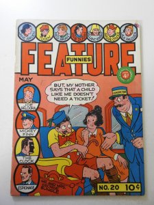 Feature Funnies #20 (1939) GD/VG 1 1/2 in cumulative spine split, sticker fc