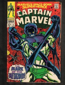 Captain Marvel #5 ~ Mark of the Metazoid ~ 1968 (4.0) WH