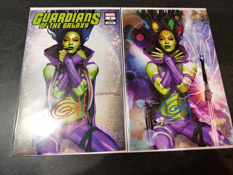 GUARDIANS OF THE GALAXY #1 SIGNED BY GREG HORN TRADE DRESS & VIRGIN VARIANT