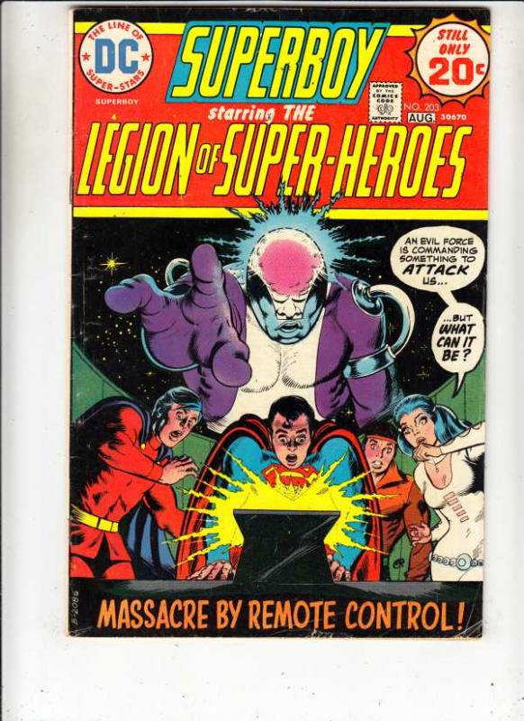 Superboy #203 (Aug-74) FN Mid-Grade Superboy, Legion of Super-Heroes