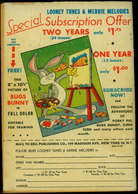 Looney Tunes and Merry Melodies #49 1945- Bugs Bunny Dell Comics G