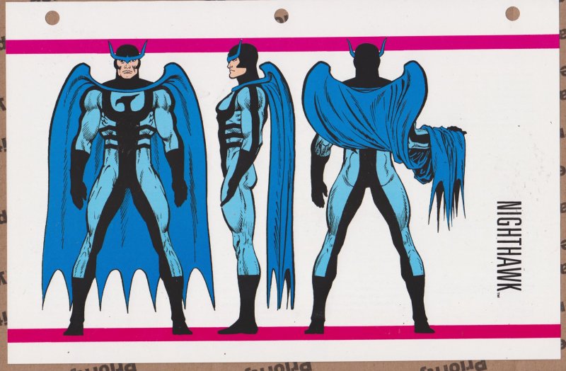 Official Handbook of the Marvel Universe Sheet- Nighthawk