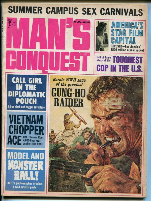 Man's Conquest 8/1965-Model & Monsters Ball-cheesecake-sex carnival-tough cop-VG