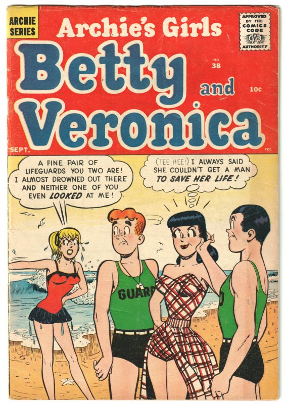 Archie's Girls Betty and Veronica #38 (1958) Swimsuit cover!